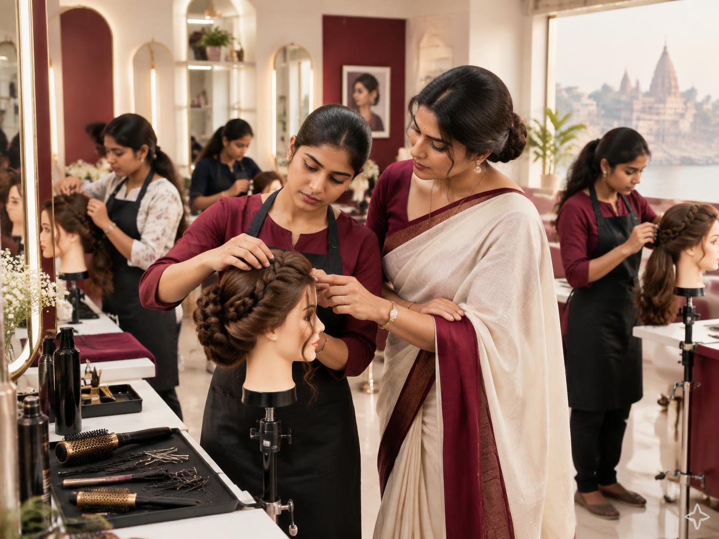 Hair styling in progress at HIGHLIGHT